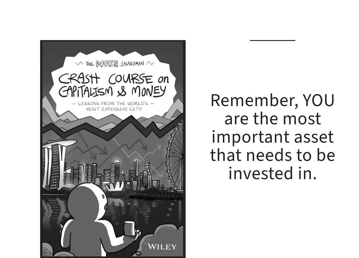 Card: the cover of Crash Course on Capitalism & Money by The Woke Salaryman, with a line set beside it.