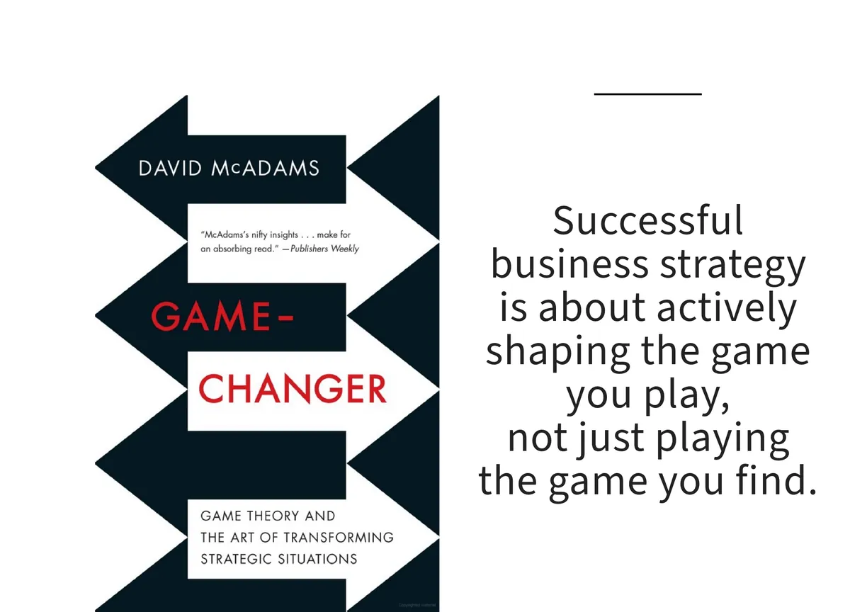 Card: the cover of Game-Changer by David McAdams, with a line set beside it.