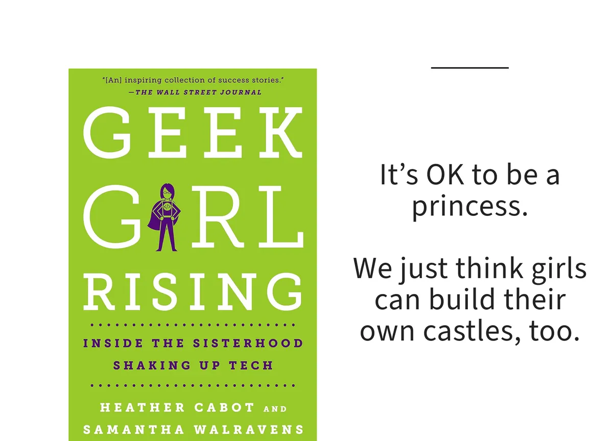 Card: the cover of Geek Girl Rising by Heather Cabot and Samantha Walravens, with a line set beside it.