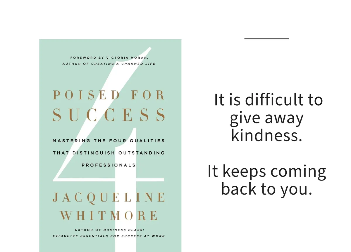 Card: the cover of Poised for Success by Jacqueline Whitmore, with a line set beside it.