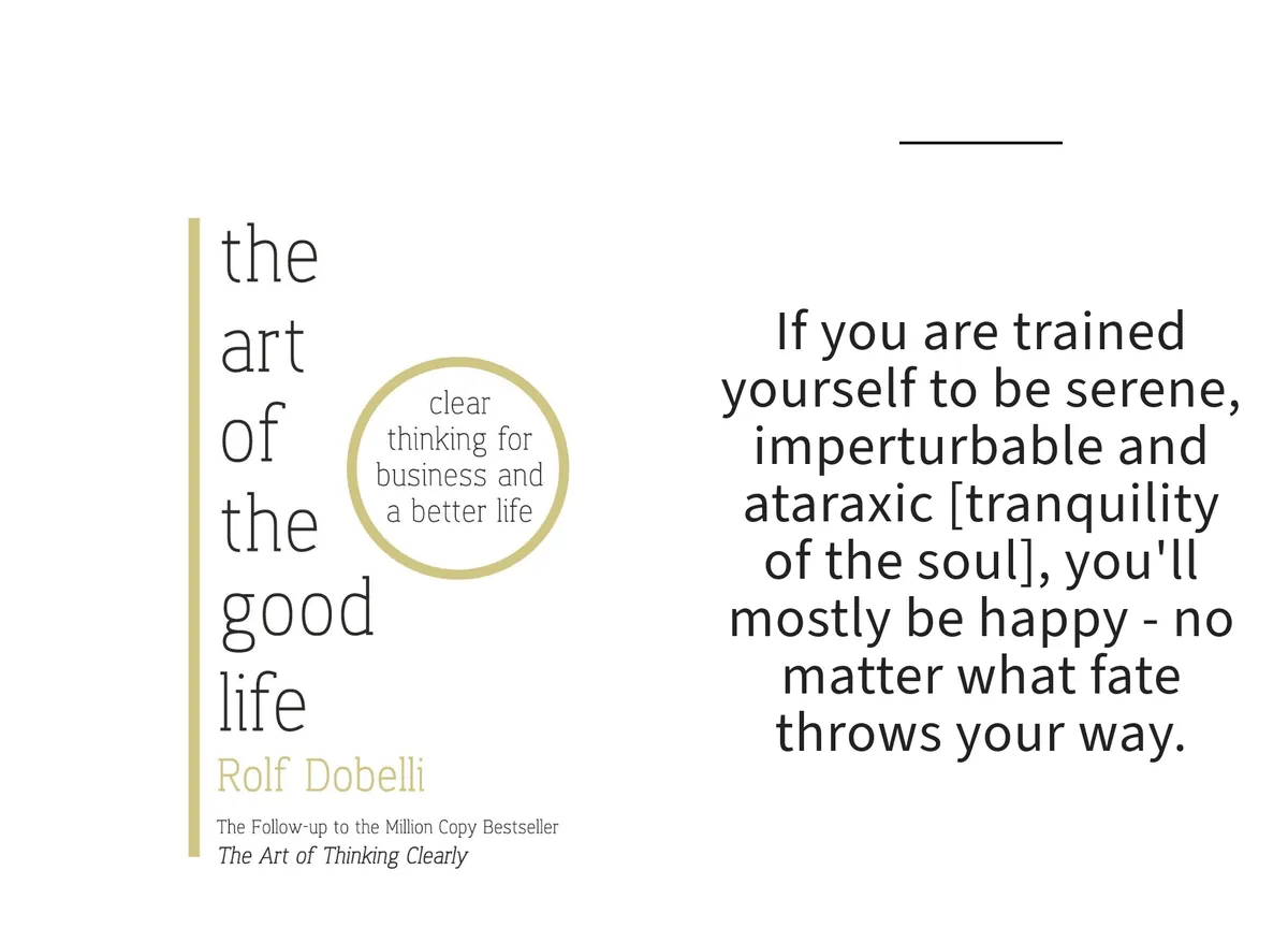 Card: the cover of The Art of the Good Life by Rolf Dobelli, with a line set beside it.