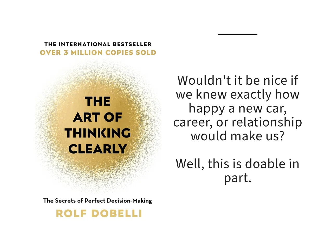 Card: the cover of The Art of Thinking Clearly by Rolf Dobelli, with a line set beside it.