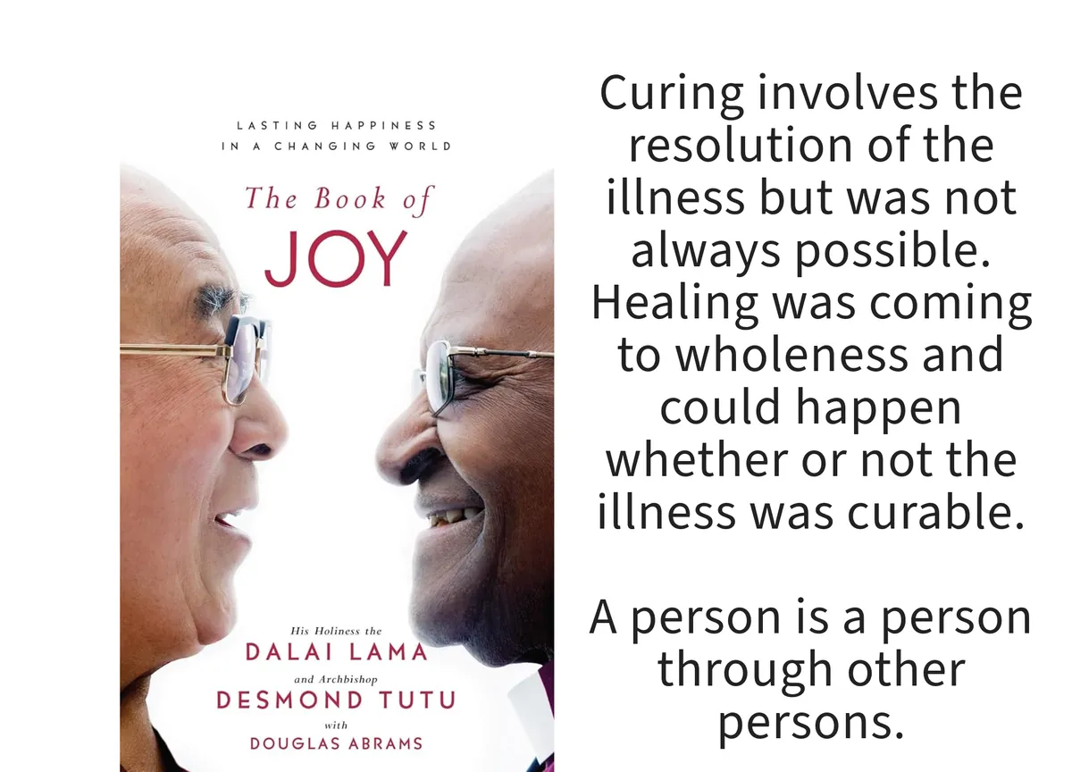 Card: the cover of The Book of Joy by The Dalai Lama and Desmond Tutu with Douglas Abrams, with a line set beside it.