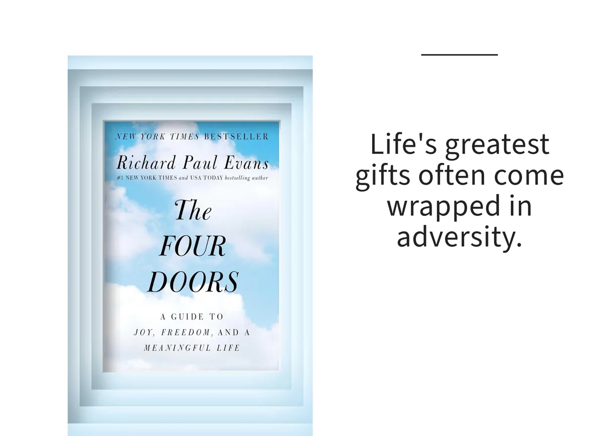 Card: the cover of The Four Doors by Richard Paul Evans, with a line set beside it.