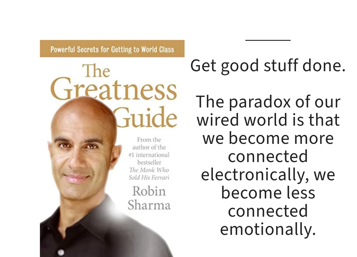 Card: the cover of The Greatness Guide by Robin Sharma, with a line set beside it.