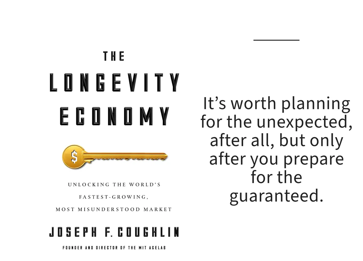 Card: the cover of The Longevity Economy by Joseph F. Coughlin, with a line set beside it.