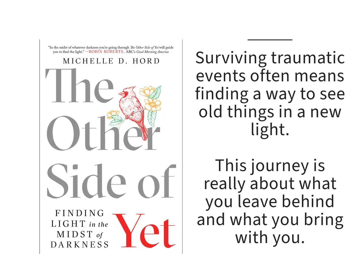 Card: the cover of The Other Side of Yet by Michelle D. Hord, with a line set beside it.