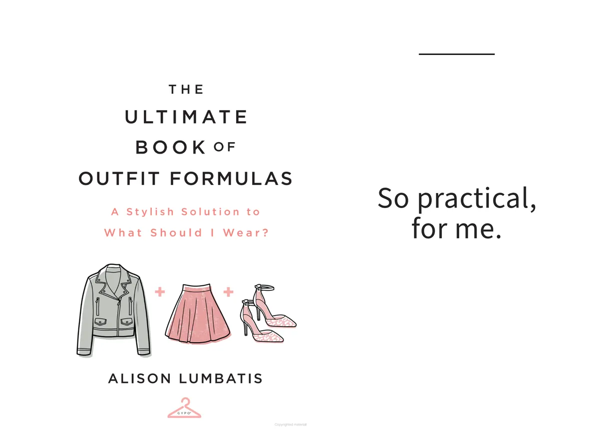 Card: the cover of The Ultimate Book of Outfit Formulas by Alison Lumbatis, with a line set beside it.