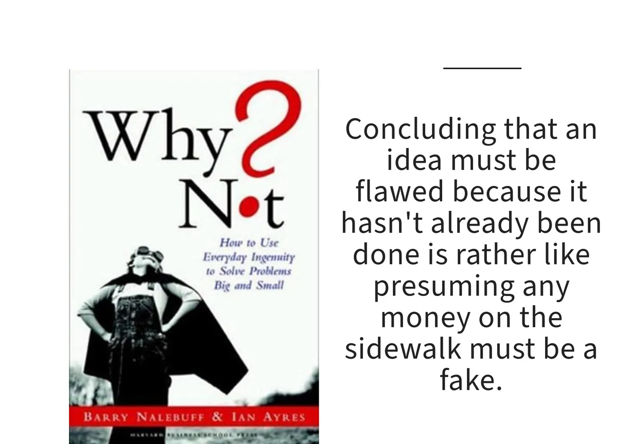 Card: the cover of Why Not? by Barry Nalebuff and Ian Ayres, with a line set beside it.