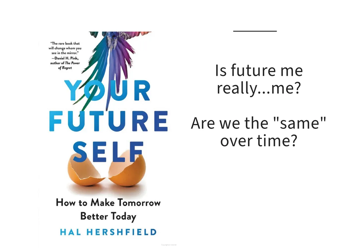 Card: the cover of Your Future Self by Hal Hershfield, with a line set beside it.
